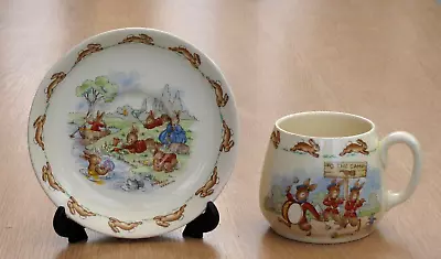 Buy Royal Doulton Bunnykins China Cup/Mug & Saucer 1950's Vintage Soldiers & Day Out • 6.50£