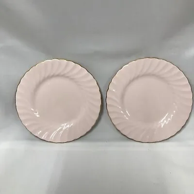 Buy Set Of 2 Mintons Minton Shell Pink And Gold Pattern 6 1/4  Bread  Plates 1948-59 • 24.12£