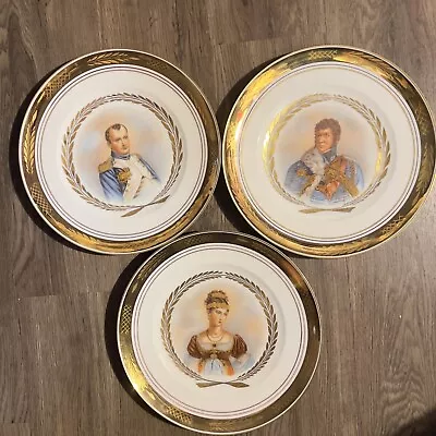 Buy Royal Copenhagen Napoleon Fine Art Gold Rim Plates Emperor Empress Lot Of 3 • 356.04£