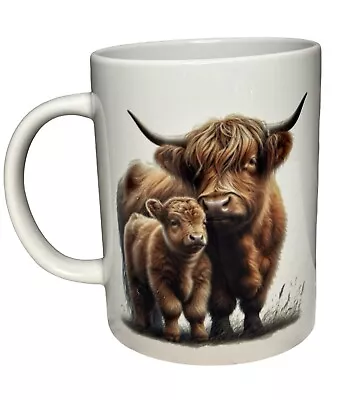 Buy Highland Cow With Calf White Ceramic Coffee Mug New • 14.17£