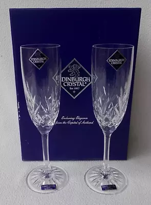 Buy 2 X Edinburgh Crystal TAY 8 1/4  Champagne Flutes / Glasses ~ Signed With Boxed • 39.99£