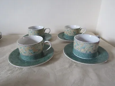 Buy BHS British Home Stores Set Of 4 X Valencia Design Stoneware Cups & Saucers • 14.99£
