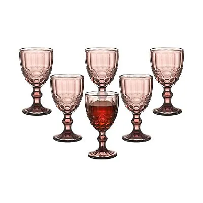 Buy Vintage Wine Glasses Set Of 6, 10 Ounces Colored Glass Water Goblets, Unique ... • 65.36£