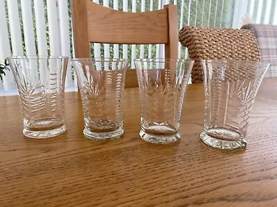Buy 4 Vintage Cut Glass Flared Juice Glasses/tumblers • 5.99£
