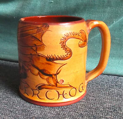 Buy Vintage Welsh Studio Pottery Slip Glazed Dragon Mug (excellent Beer) 4.1/2 Inch • 3£