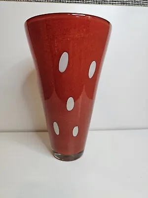 Buy Murano Art Glass Vase Handblown Vintage 1980s Piece Superb Fire Orange • 85£