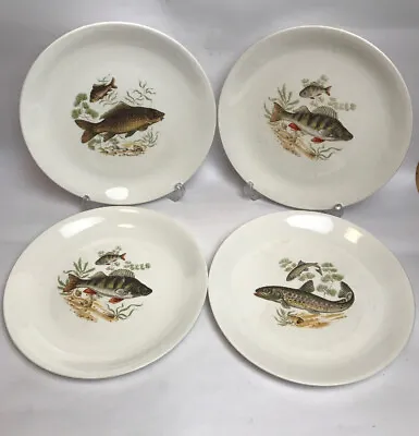 Buy Antique Crown Devon Fieldings Fish Plates Perch Carp Made In England • 57£