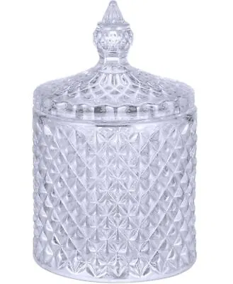 Buy Large Clear Glass Decorative Candy Sweet Crystal Effect Jar Container With Lid • 14.99£