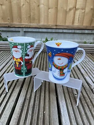 Buy 2 X Retro Christmas Mugs Roy Kirkham & Grafton Santa Snowman Robin • 17.95£