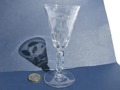 Buy Edwardian Art Nouveau Era Quality Fuchsia Engraved Wine Glass Faceted Stem • 54£