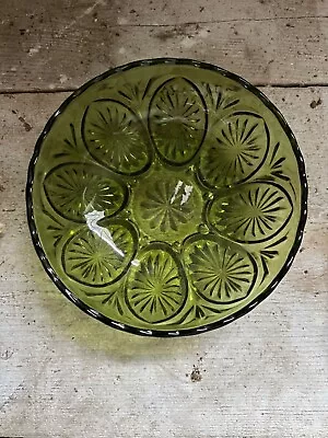 Buy Green Depression Glass Bowl, Beautiful. Avocado Green. Vintage.  • 11.53£
