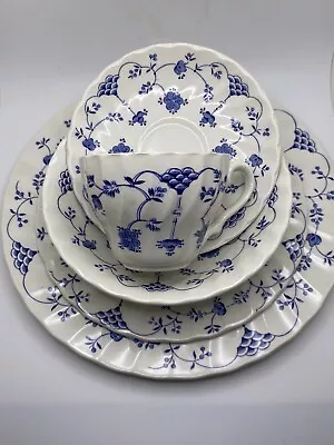 Buy Myott Finlandia Staffordshire Five Piece Dinnerware Place Setting Blue And White • 47.25£