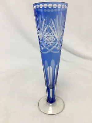 Buy Bohemian Style Flash Cut Blue Stemmed Vase • 12£