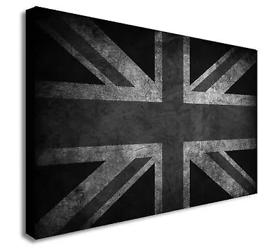 Buy UNION JACK Black And White - Canvas Wall Art Framed Print. Various Sizes • 12.99£