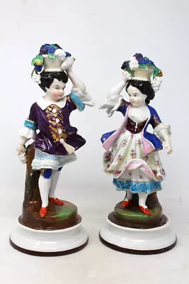 Buy 12 In. Antique PAIR French LIMOGES Haviland Figures Courtly Dress/Grape Harvest • 118.54£