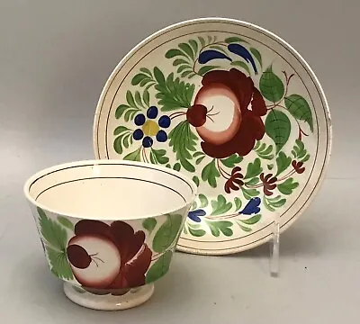 Buy Tea Bow &  Saucer, Pottery, Staffordshire Hand Painted King’s Rose 1810 Georgian • 48.26£