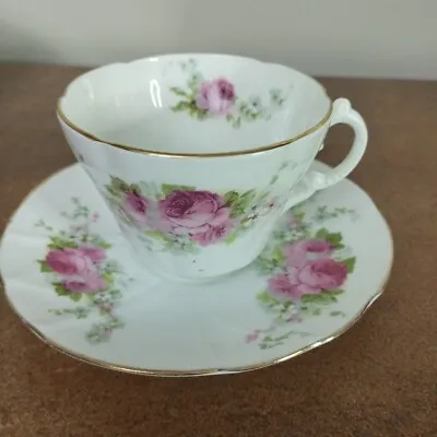 Buy Antique Victorian, Cabbage Rose Pattern, Bone China Tea Cup & Saucer • 4.95£