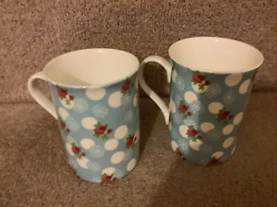 Buy 2x LAURA ASHLEY BLUE FLORAL FINE BONE CHINA MUGS IN EXCELLENT CONDITION • 10£
