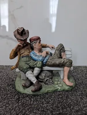 Buy Vintage Capodimonte Porcelain Figurine Drunk Men On Bench 18 X 16 Cm Rare • 13£