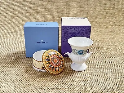 Buy 2 X Wedgwood Bone China Miniature Clementina Vase & Atlas Round Trinket Box 1996 • 14.99£