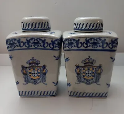 Buy Pair Of Victoria Ware Ironstone Lidded Jars With Armorial Design • 35£