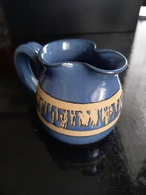 Buy Studio - Bentham Pottery. N.Yorks. - Small Tricorn Blue / Beige Jug.     H.6 Cm. • 7.50£