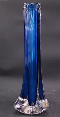 Buy Vtg 1970s WHITEFRIARS #9570 TRICORN KINGFISHER Blue & Clear Glass Vase 9  - A27 • 9.99£