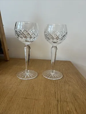 Buy 2 Vintage Waterford Irish Crystal KINSALE Hock Wine Glasses 7 1/4 In • 80£