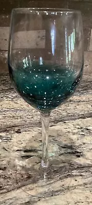 Buy ONE(1) PIER 1 TEAL CRACKLE WHITE WINE GLASS GOBLET Looks Unused 8 3/4”T • 30.74£