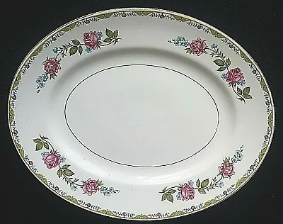 Buy  Maddock Ivory Ware Pink Roses Blue Forget Me Not Oval Platter Plate 12¼in C1927 • 10.99£