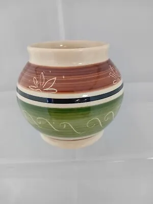 Buy Dragon Pottery Rhayader, Wales, Small Pot With Banded Sgraffito Design. • 10£