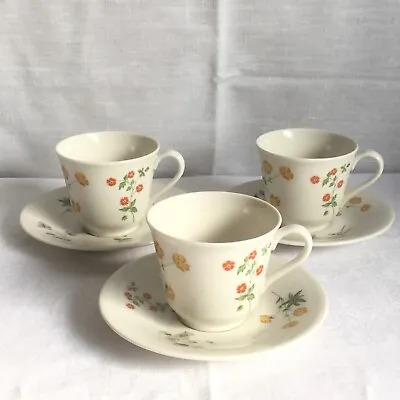 Buy Royal Doulton SPRINGTIME Floral TC1113 3 Cups And Saucers Fine China England • 18£