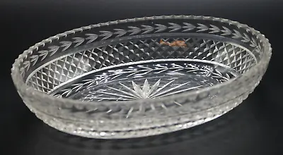Buy A Lovely Vintage Small Cut Glass Oval Bowl,20cm X 4.5cm. • 14.99£