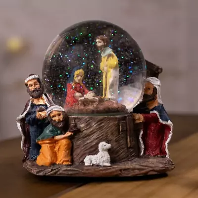 Buy Christmas Nativity Scene Snowglobe Home Decor Manger Snow Swirl Baby Jesus • 9.29£