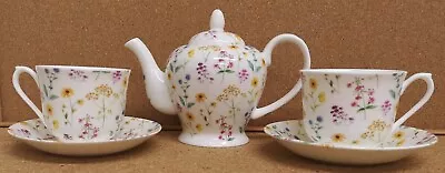 Buy Meadow Flowers Tea Set For Two Bone China Bright Floral Teapot 2 Cups 2 Saucers • 47£