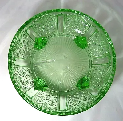 Buy Antique Vintage Davidson Art Deco Green Glass Footed Bowl Pattern 718 • 23.99£