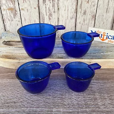 Buy Cobalt Blue Glass Measuring Cup Set - Dark Blue Glass - Vintage Style Glassware • 32.13£
