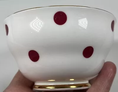 Buy Vintage Royal Vale Raspberry Polka Dots Bone China Sugar Bowl 6x10.5cm • 13.95£