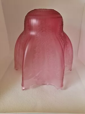 Buy Beautiful Antique Cranberry Glass Etched Light Shade • 24.99£