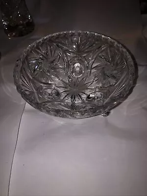 Buy Vintage Cut Glass Crystal Bowl With 3 Legs • 2£