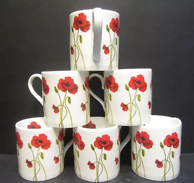 Buy Set Of 2/4/6 Mugs Data Stem Poppy Fine Bone China Mugs Balmoral Shape 9 Oz • 8.50£