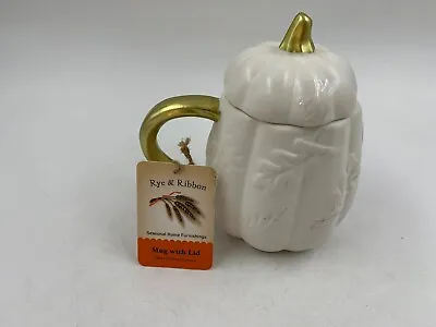 Buy Rye & Ribbon Ceramic 16oz Fall Pumpkin With Gold Stem Mug With Lid BB01B04016 • 19.34£
