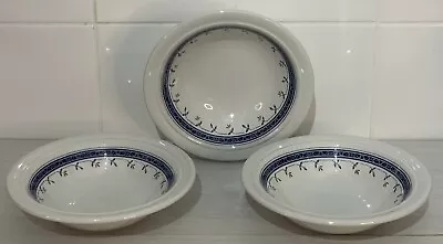 Buy Biltons Coloroll Greek Key Breakfast Bowls, Blue + White, Vintage Ceramic, X3 • 10£