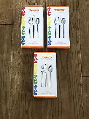 Buy 3x Child’s Cutlery Set 3 Pc By Thomas Fork Knife Spoon Utensils Stainless Steel • 9.50£