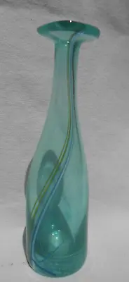 Buy Vintage Kosta Boda Bertil Vallien Blue Green Swirl Glass Vase Signed Numbered G9 • 85.83£