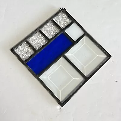 Buy Stained Glass Suncatcher 2 Leaded Crystal Bevels Blue Geometric Handcrafted • 16.06£