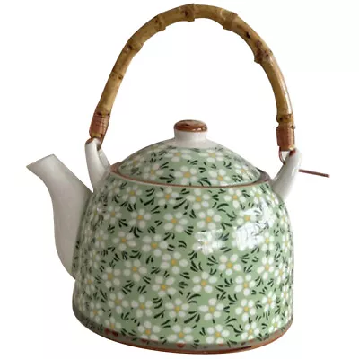 Buy Vintage Ceramic Tea Kettle With Strainer And Rattan Handle • 25.89£