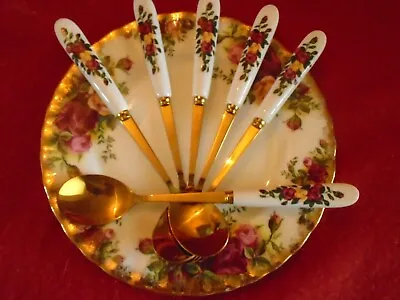 Buy Good Match For Royal Albert Old Country Roses 6 Exquisite Tea Spoons ENGLAND • 11.99£