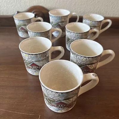 Buy Set Of 8 Johnson Brothers The Friendly Village Mugs Cups Coffee Covered Bridge • 52.83£
