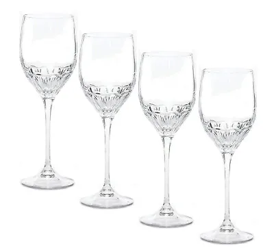 Buy (4) Wedgwood Vera Wang Lariat 11oz Wine Glasses Crystal Stemware Set • 96.31£